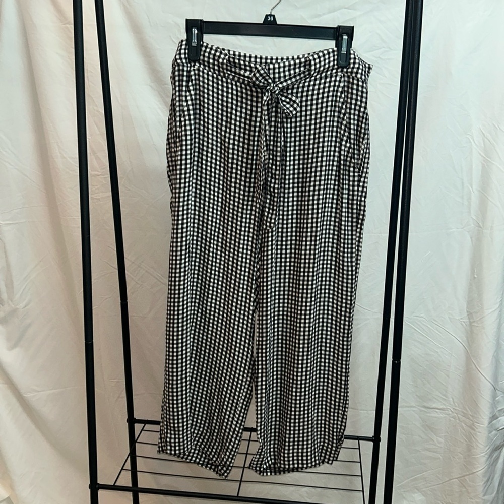 Anthropologie sanctuary Black and white light flowy gingham fabric pants
